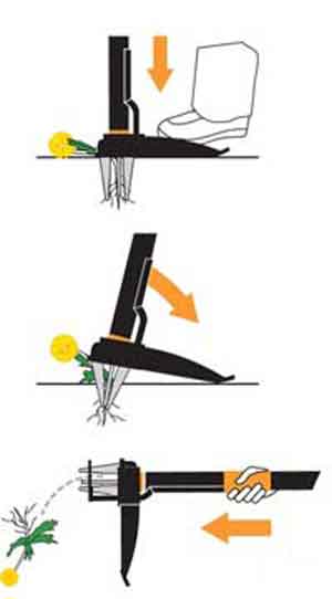 Fiskars 009910 Lawn Weed Puller: how it works