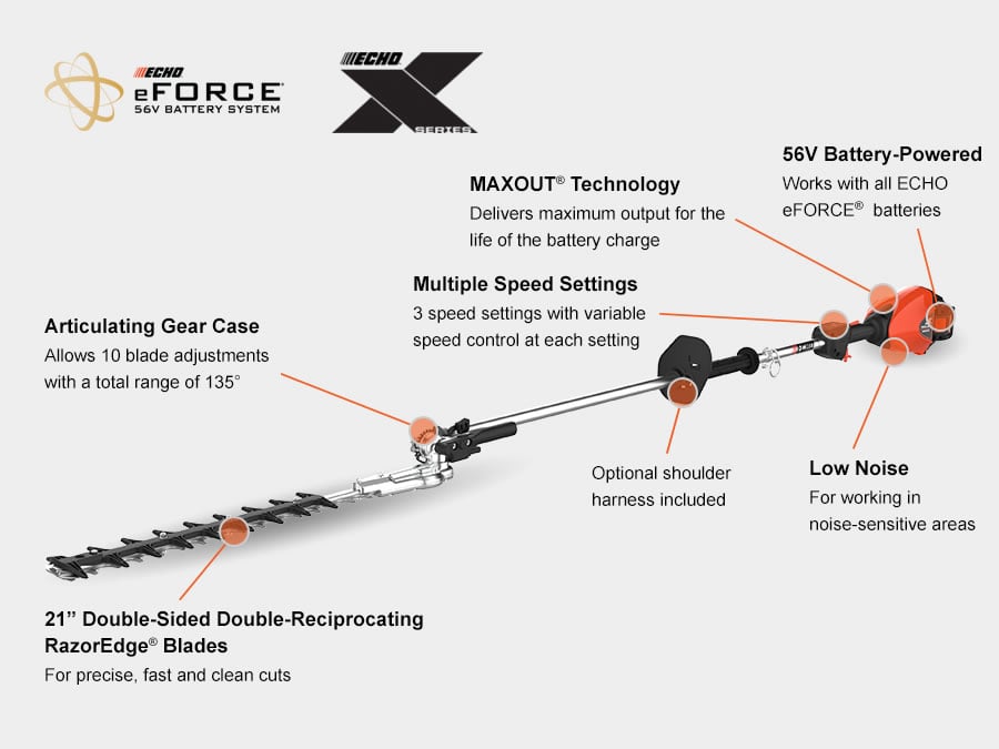 Echo HCA-2620ES-HD Articulating Long-Reach Petrol Hedge Trimmer