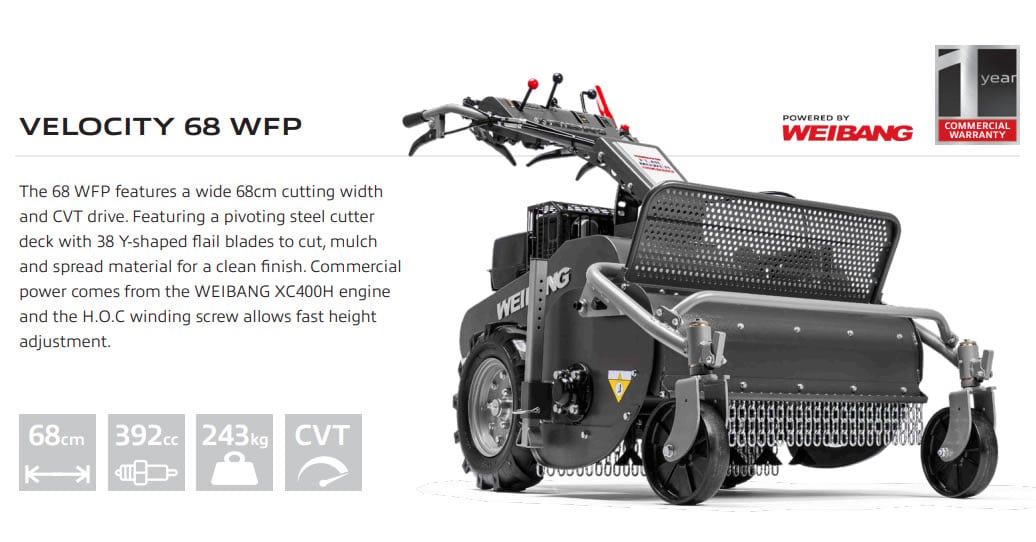 Velocity 68 WFP Wheeled Flail Mower by Weibang Velocity 68 WFP Wheeled Flail Mower by Weibang